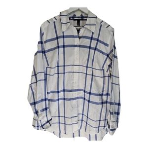 Lane Bryant Blue and White Button-up Size 18 NWT